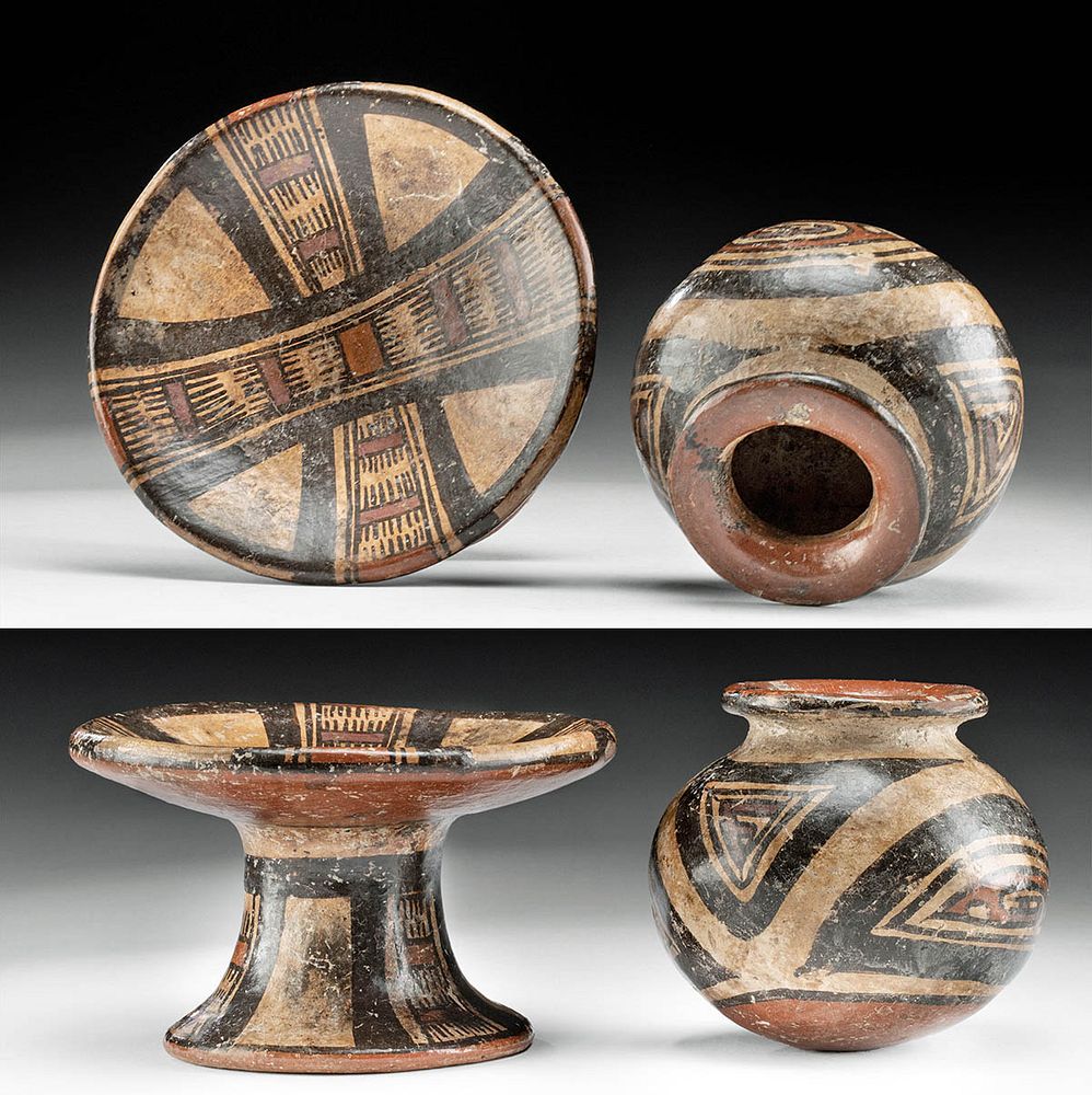 Appraisal: Panamanian Cocle Pottery Pedestal Dish Jar First Time At Auction