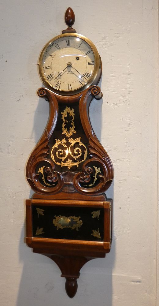 Appraisal: MAHOGANY LYRE WALL CLOCK - STYLE OF WALTER DURFEE RI