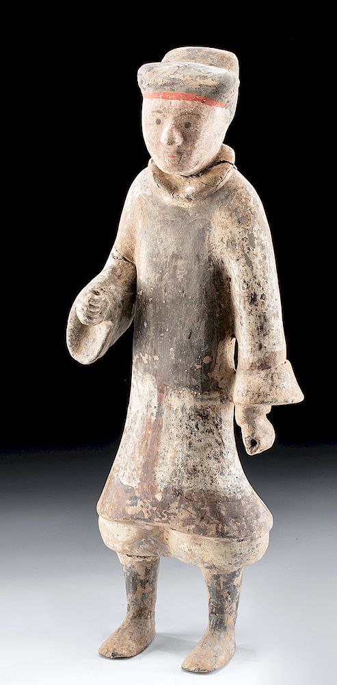 Appraisal: Chinese Han Dynasty Polychrome Tomb Attendant w TL East Asia