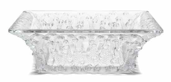 Appraisal: A Lalique Molded and Frosted Glass Roses Bowl of square