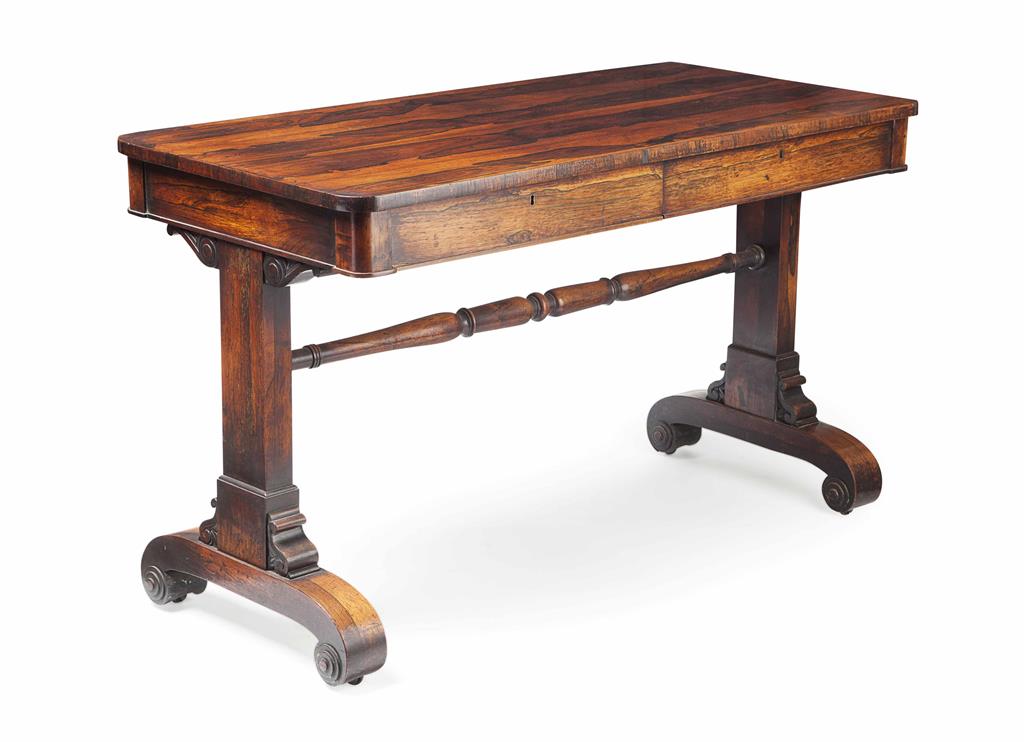 Appraisal: GEORGE IV ROSEWOOD LIBRARY TABLE EARLY TH CENTURY the rounded