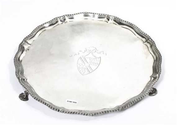 Appraisal: PLATTER WITH FEET London Probably Ebenezer Coker D cm g