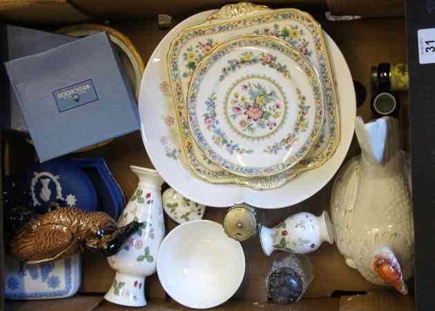 Appraisal: A tray comprising Wedgwood Queensware Trinket Boxes Wild Strawberry Items