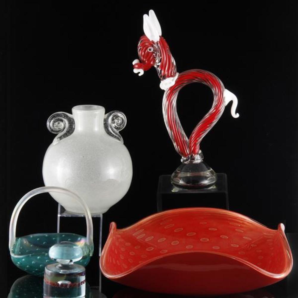 Appraisal: FIVE PIECES VINTAGE MURANO GLASS INCLUDING A VETRERIA LA MURRINA