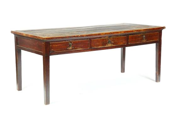 Appraisal: PARTNER'S DESK China late th century elm Three drawers on