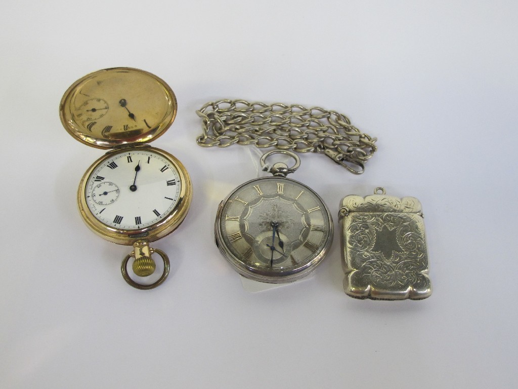 Appraisal: A lot comprising a rolled gold pocket watch silver pocket