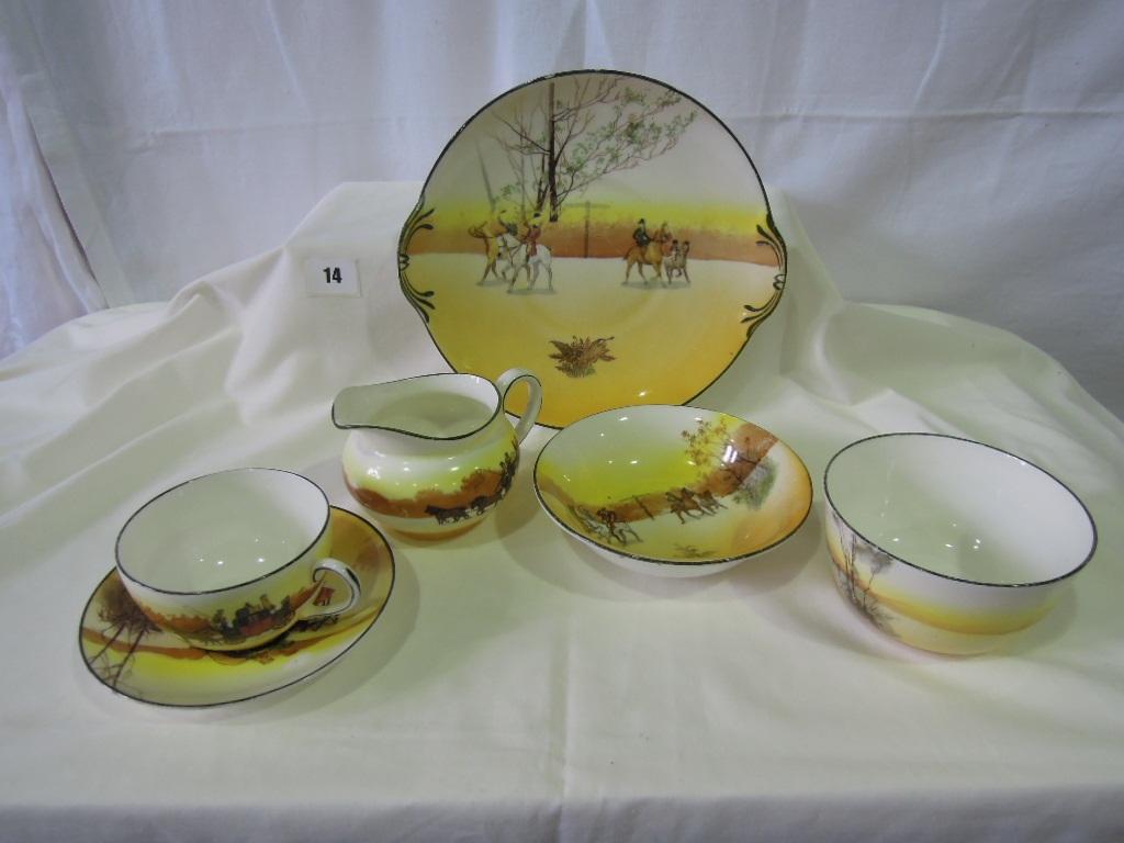 Appraisal: A collection of Royal Doulton Seriesware teawares showing coaching and