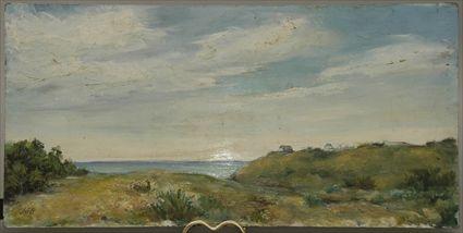 Appraisal: American School Coastal Scene Oil on Artistboard Bearing Initials J