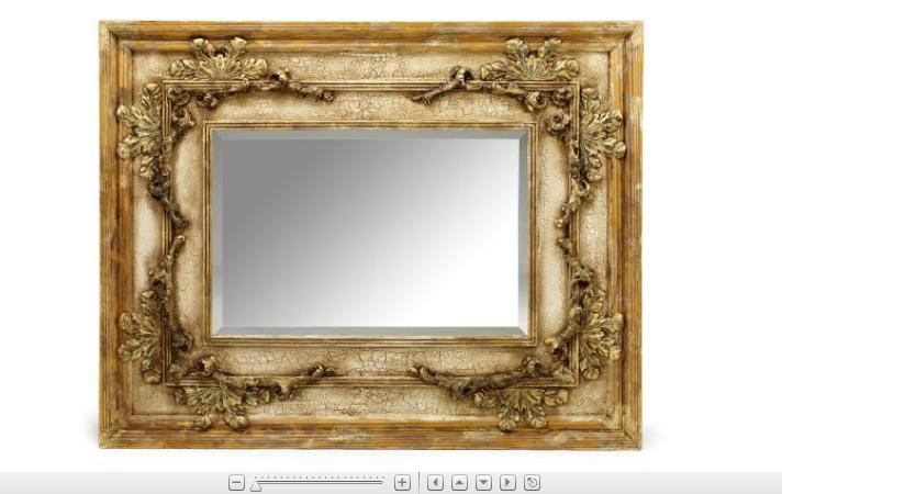 Appraisal: Large carved painted and parcel gilt overmantel mirrorThe rectangular beveled