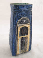 Appraisal: Troika A coffin vase in matt blue glaze the base