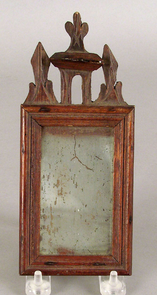 Appraisal: Carved pine travel mirror early th c h