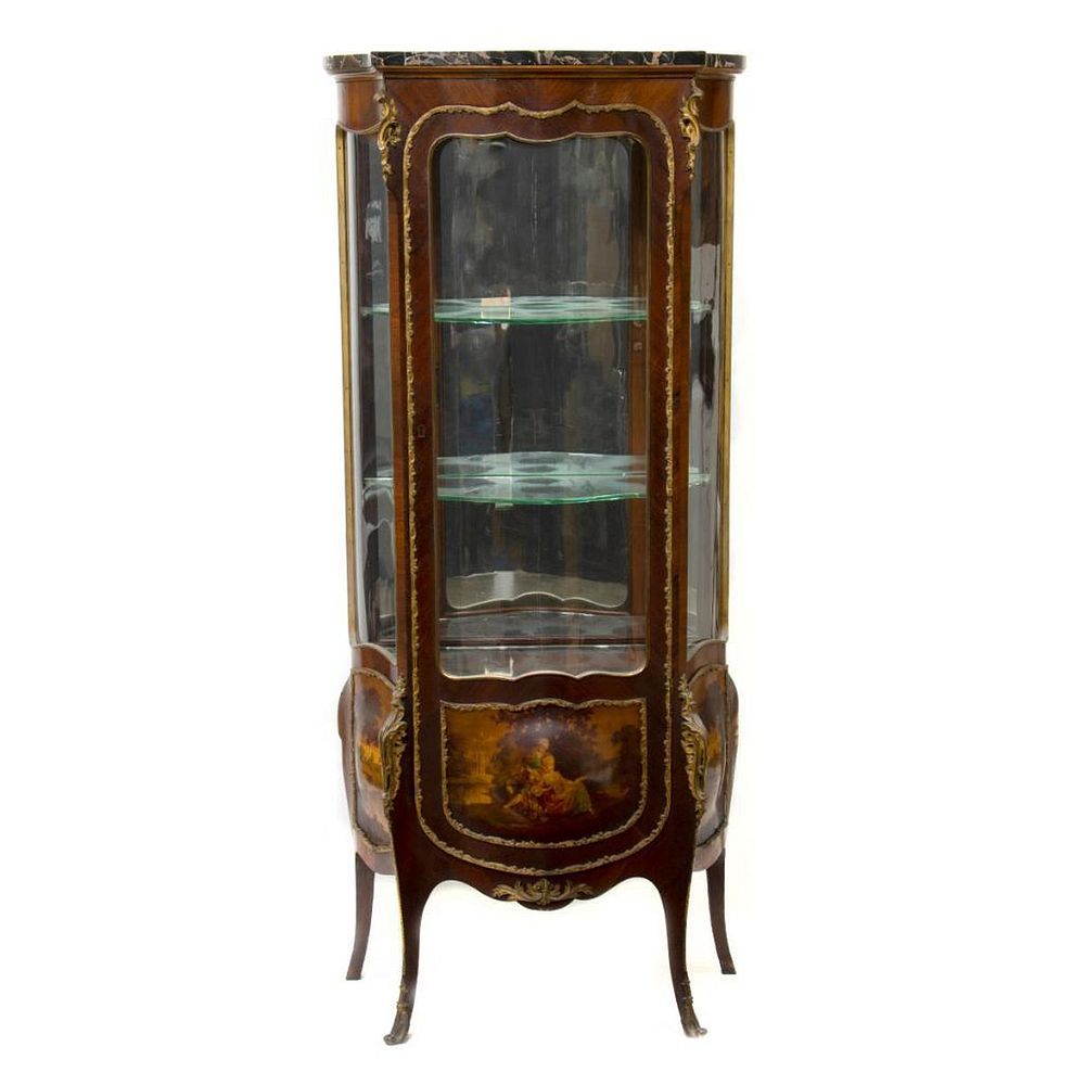 Appraisal: Louis XV Style Vitrine Cabinet With gilt mounts surmounted by