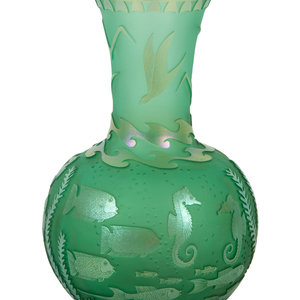 Appraisal: Barry Hautner American - A Cameo Glass Vase signed and