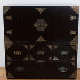 Appraisal: Thomasville Asian Inspired Cabinet Thomasville ebonized Asian inspired cabinet with