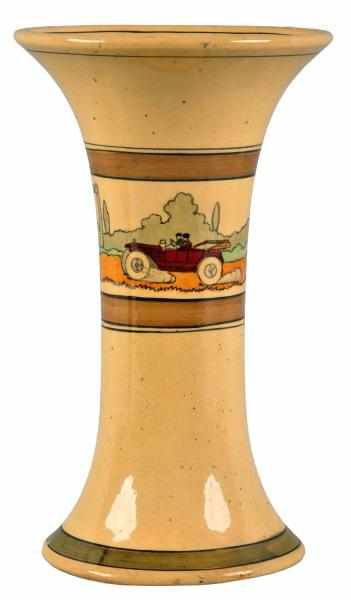 Appraisal: Roseville Touring Pattern Pottery Flared Vase Open air car and