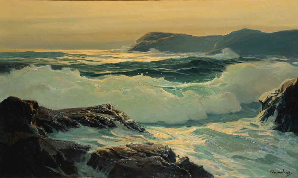 Appraisal: SHUMAKER Philip American - Coastal Surf on the Rocks Oil