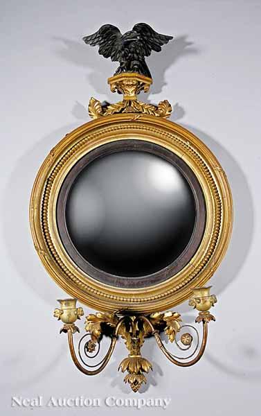 Appraisal: A Diminutive Regency Giltwood Bullseye Girandole Mirror early th c