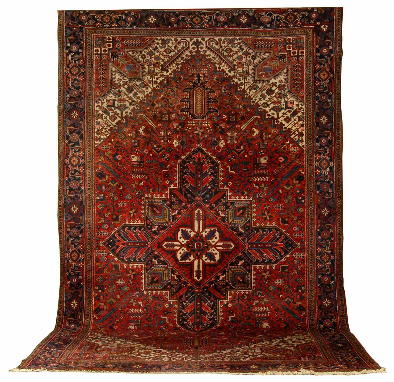 Appraisal: ORIENTAL RUG HERIZ ' x ' Central navy blue gabled