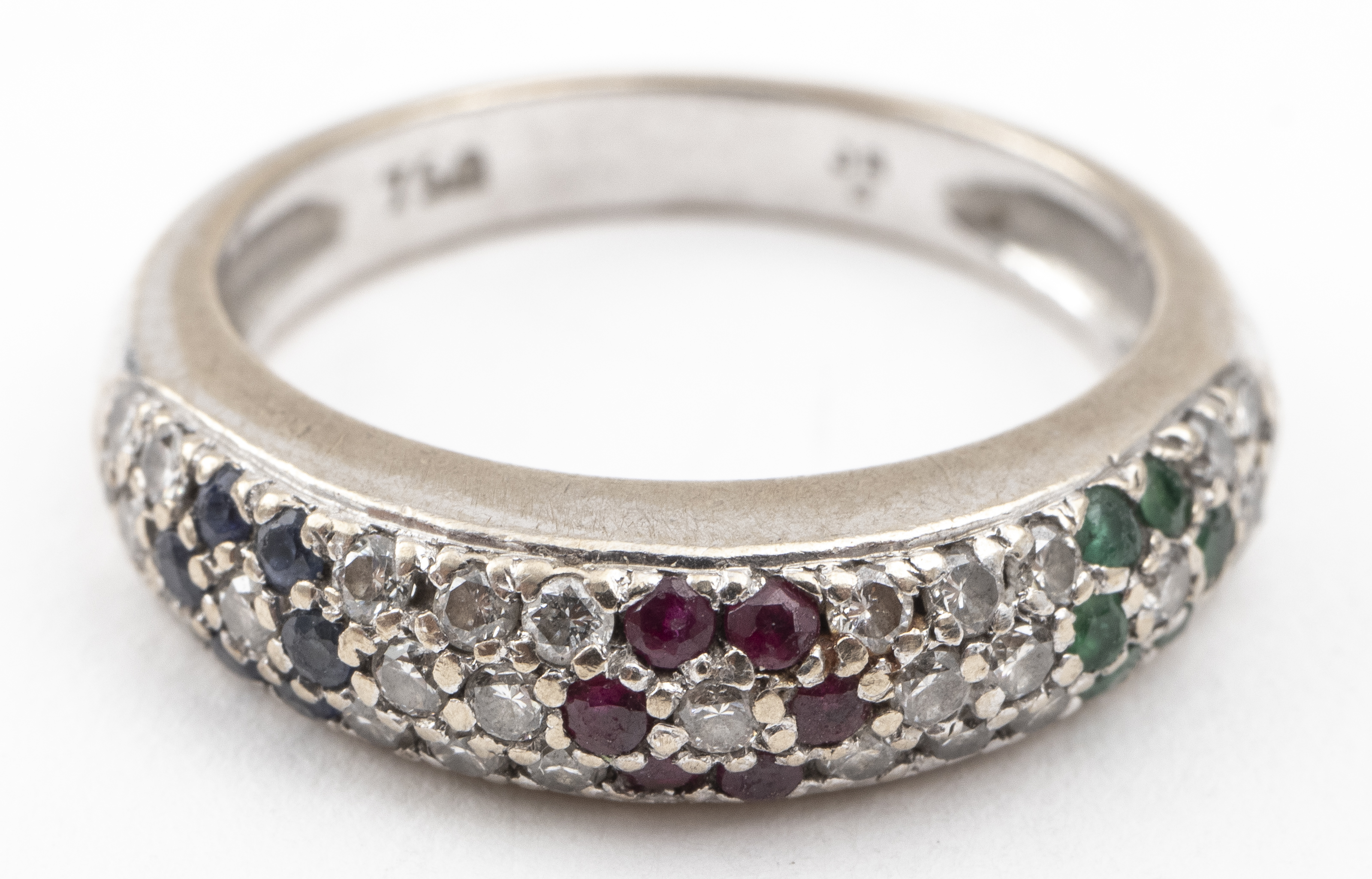 Appraisal: K GOLD DIAMOND SAPPHIRE RUBY AND EMERALD RING Vintage K