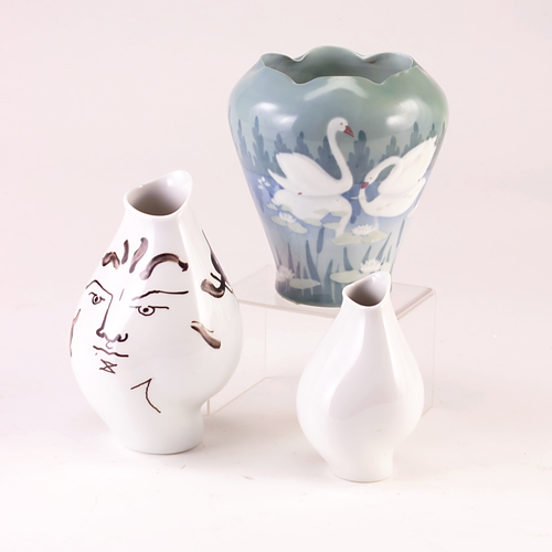 Appraisal: Three Rosenthal pieces a Jean Cocteau bulbous vase painted with