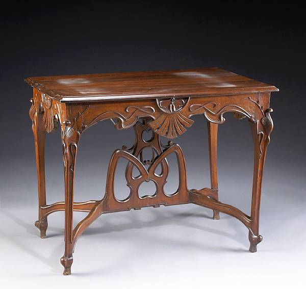 Appraisal: A French Art Nouveau mahogany center table late th century