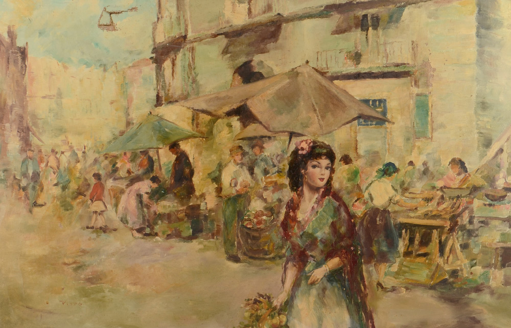 Appraisal: PITTO Guiseppe Italian - Young Beauty in a Market Scene