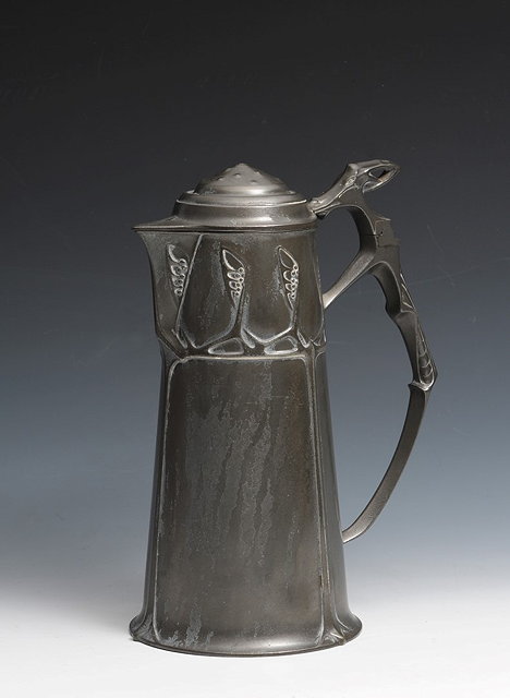 Appraisal: Fredrich Adler German - for UraniaJugenstil jug circa - pewter