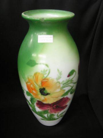 Appraisal: Victorian Handpainted Milk Glass Vase poppy decor