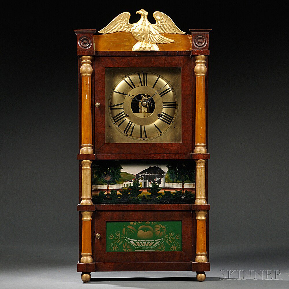 Appraisal: Birge Mallory Co Miniature Triple-decker Shelf Clock Bristol Connecticut c