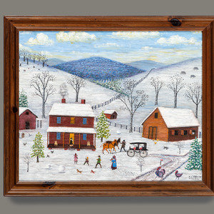 Appraisal: Mattie Lou O'Kelley American - XMAS Shopping oil on panel