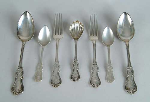 Appraisal: TWELVE COIN SILVER FLATWARE PIECES Marked Jennings Lander Lot consists