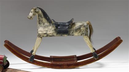 Appraisal: Painted and decorated wooden rocking horse probably maine th century