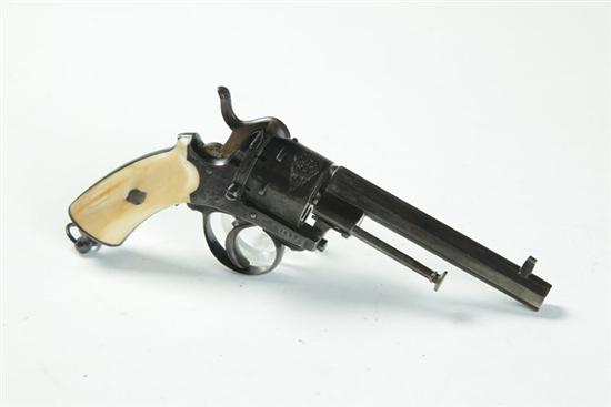 Appraisal: PINFIRE REVOLVER Belgium mid th century About caliber '' octagonal