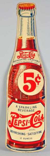 Appraisal: Tin Pepsi-Cola Bottle Cutout Sign s Some minor bends surface