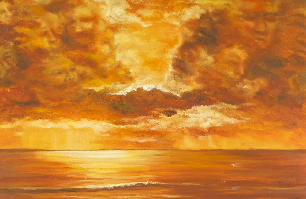 Appraisal: D McLaughlin Cox Surrealist Sunset O C Painting D McLaughlin