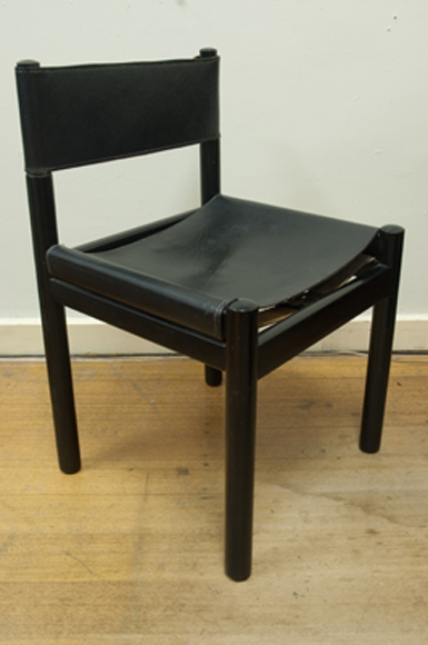 Appraisal: SET OF EIGHT BLACK LEATHER MODERNTONE DINING CHAIRS