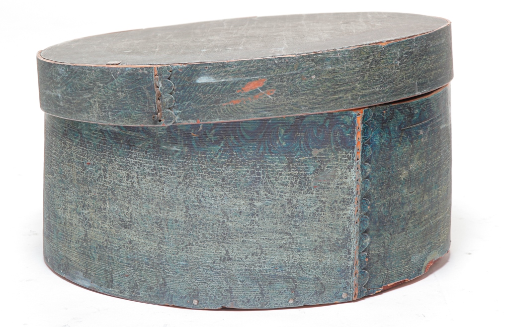 Appraisal: LARGE DECORATED PANTRY BOX Probably European nd half th century