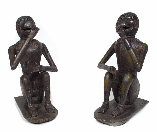 Appraisal: A pair of carved polychrome monkeys height in width in