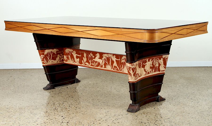 Appraisal: RARE ITALIAN MAHOGANY GLASS TOP DINING TABLE A rare and