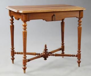 Appraisal: French Louis XVI Style Carved Walnut Writing Table French Louis