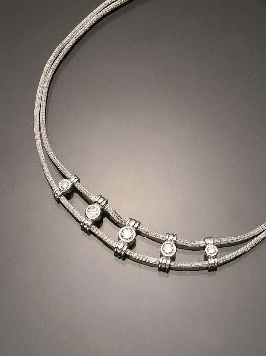 Appraisal: -Karat White-Gold Platinum and Diamond Necklace Patrice The bottom portion