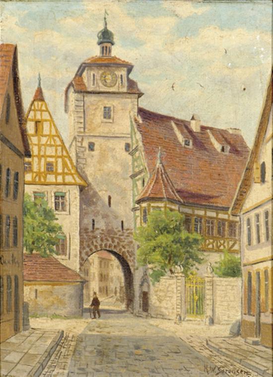 Appraisal: K W Sorensen Continental late th early th century ROTHENBURG