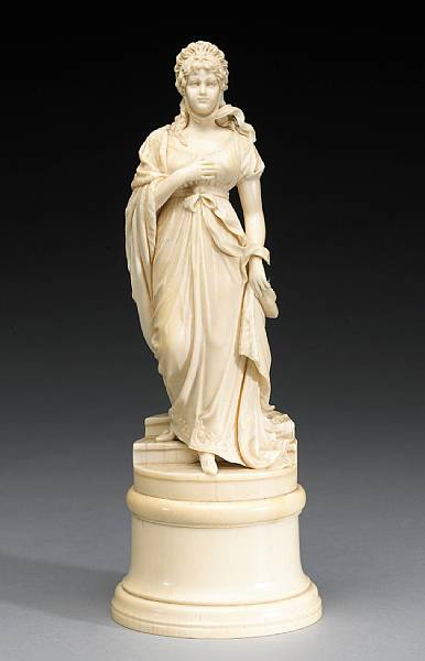 Appraisal: A French carved ivory figure of Empress Marie Louise -