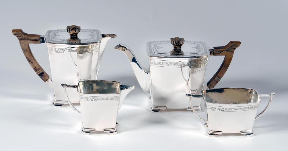 Appraisal: A FOUR PIECE TEA AND COFFEE SERVICE maker's mark S