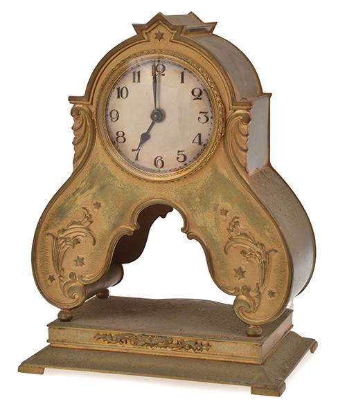 Appraisal: TH CENTURY BRASS CASED MANTEL CLOCK WITH STAR DECORATION