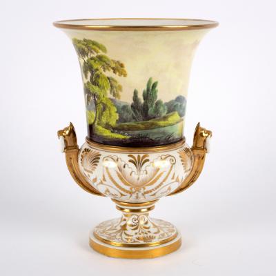 Appraisal: A Coalport two-handled topographical vase circa painted with a ruined