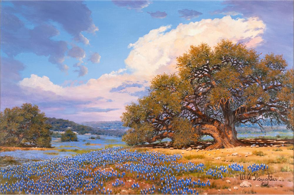 Appraisal: WILLIAM A SLAUGHTER - Fields of Blue oil on canvas