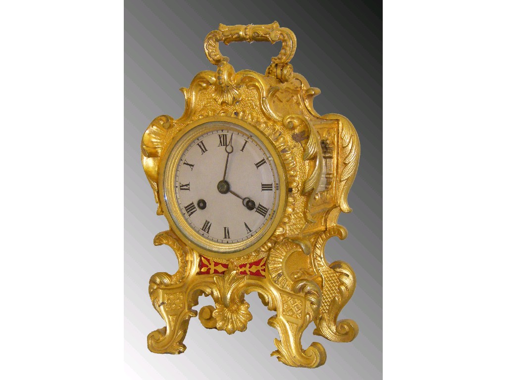 Appraisal: Small French ormolu two train mantel clock the movement with