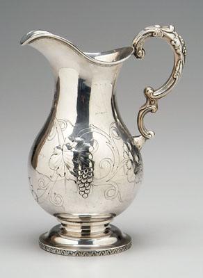 Appraisal: Georgia coin silver pitcher pear form body with S-scroll handle