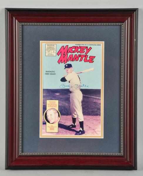 Appraisal: Autographed Mickey Mantle Comic Book Description Nicely framed Shows Mickey